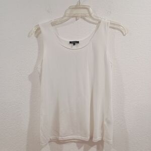 Lafayette 148 New York White Sleeveless Knit Shell Top
